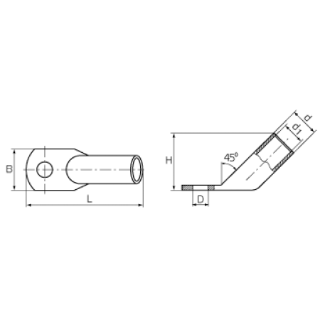 КВТ Наконечник угловой (45°) медный луженый ТМЛс(45) 10-8 (мин партия 100 шт.) 77795 KVT КВТ Наконечник угловой (45°) медный луженый ТМЛс(45) 10-8 (мин партия 100 шт.) 77795 KVT