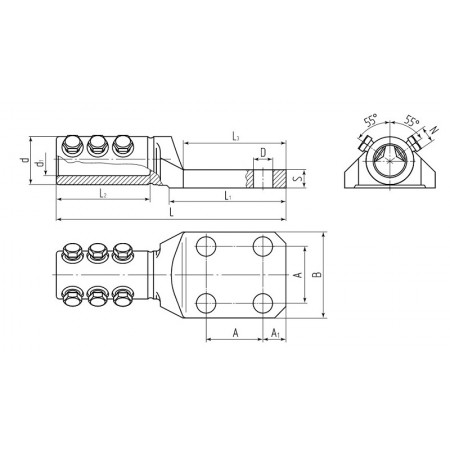 КВТ Наконечник болтовой для электротранспорта 4НБТ-400 78399 KVT КВТ Наконечник болтовой для электротранспорта 4НБТ-400 78399 KVT